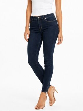 White House Black Market Skimmer Jeans Size 14 Dark Wash Ankle Zip Stretch